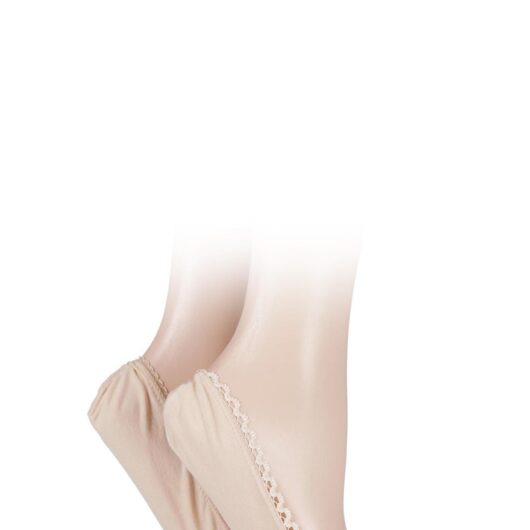2 Pair Natural Lacy and Plain Fashion Shoe Liners Ladies 4-8 Ladies - Elle