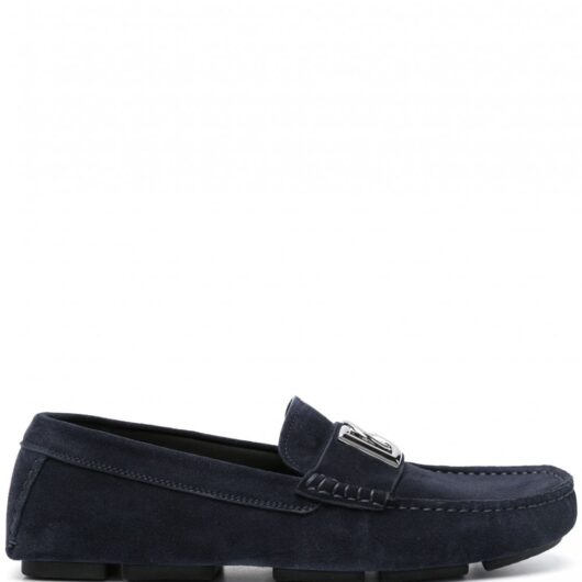 DOLCE & GABBANA DG SUEDE BUCKLE LOAFERS Size: 40, colour: BLUE