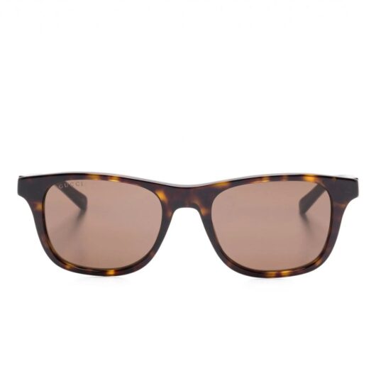 GUCCI EYEWEAR ENAMELLED DETAIL SUNGLASSES Size: OS, colour: BROWN
