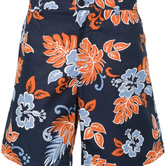 MAISON KITSUNE PARIS FLORAL RESORT SHORTS Size: 48, colour: NAVY
