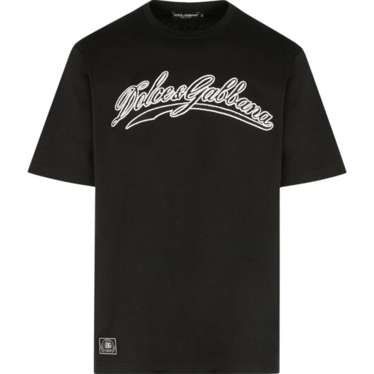 DOLCE & GABBANA BRANDED COTTON T SHIRT Size: 48, colour: BLACK