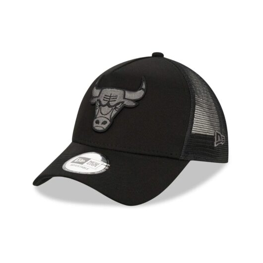 Chicago Bulls Tonal Black A-Frame Trucker Cap New Era Cap adult unisex