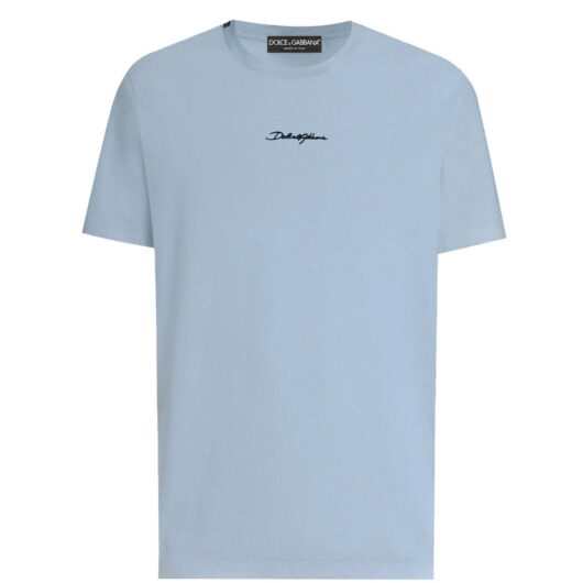 DOLCE & GABBANA EMBROIDERED LOGO T SHIRT Size: 48, colour: BLUE