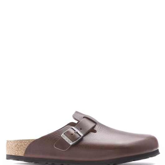 BIRKENSTOCK Boston Grip Natural Leather Clogs Size: 42, colour: BROWN