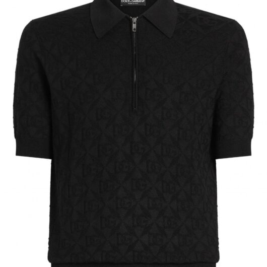 DOLCE & GABBANA KNITTED POLO SHIRT Size: 52, colour: BLACK