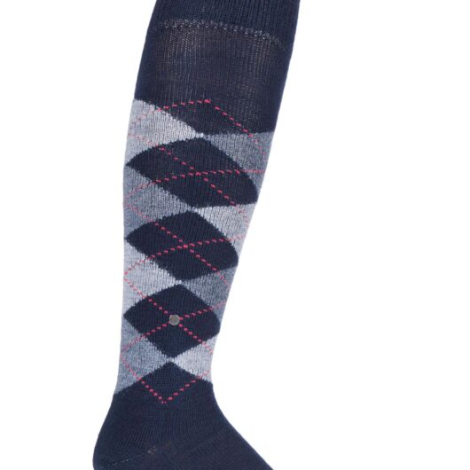 1 Pair Navy / Grey Preston Soft Acrylic Knee High Socks Men's 6.5-11 Mens - Burlington