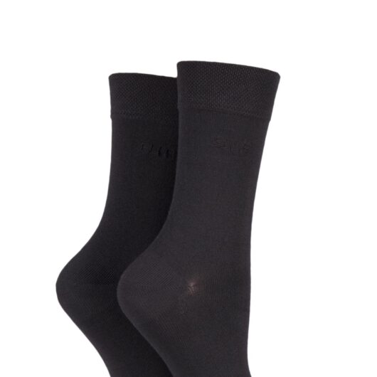 2 Pair Cocoa Plain Bamboo Fibre Socks Ladies 4-8 Ladies - Elle