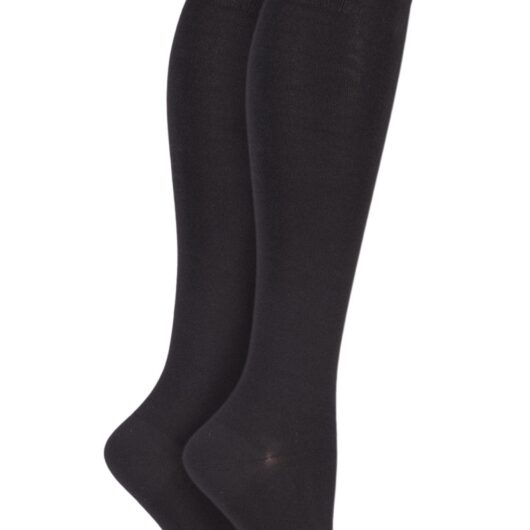2 Pair Cocoa Plain Bamboo Knee Highs Ladies 4-8 Ladies - Elle