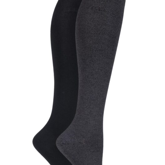 2 Pair Grey Plain Bamboo Knee Highs Ladies 4-8 Ladies - Elle