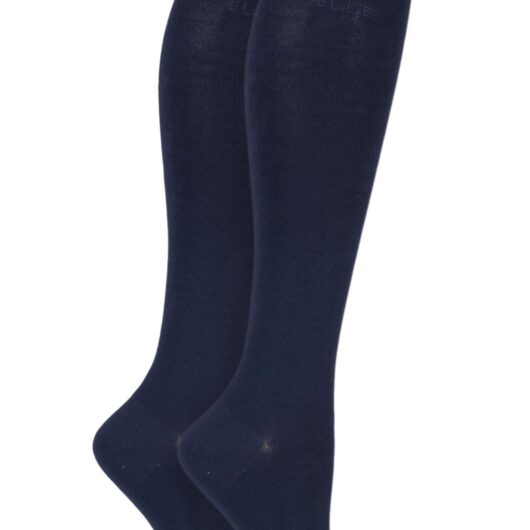 2 Pair Navy Plain Bamboo Knee Highs Ladies 4-8 Ladies - Elle