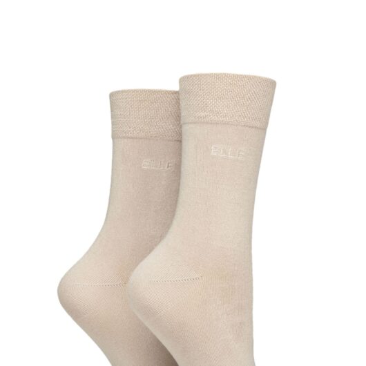 2 Pair Neutrals Plain Bamboo Fibre Socks Ladies 4-8 Ladies - Elle