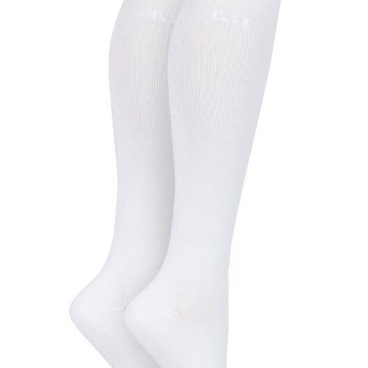 2 Pair White Plain Bamboo Knee Highs Ladies 4-8 Ladies - Elle