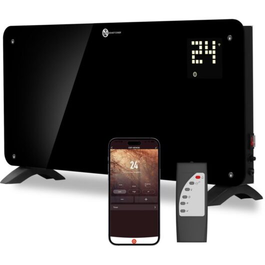 2000w Panel Heater with Wall-Mounted Glass, Smart Panel Radiator with APP Control and Timer Function, Freestanding