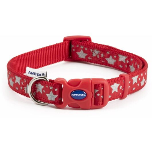 Ancol - Fashion Reflective Stars Red Adj Collar 30-50cm - 36524