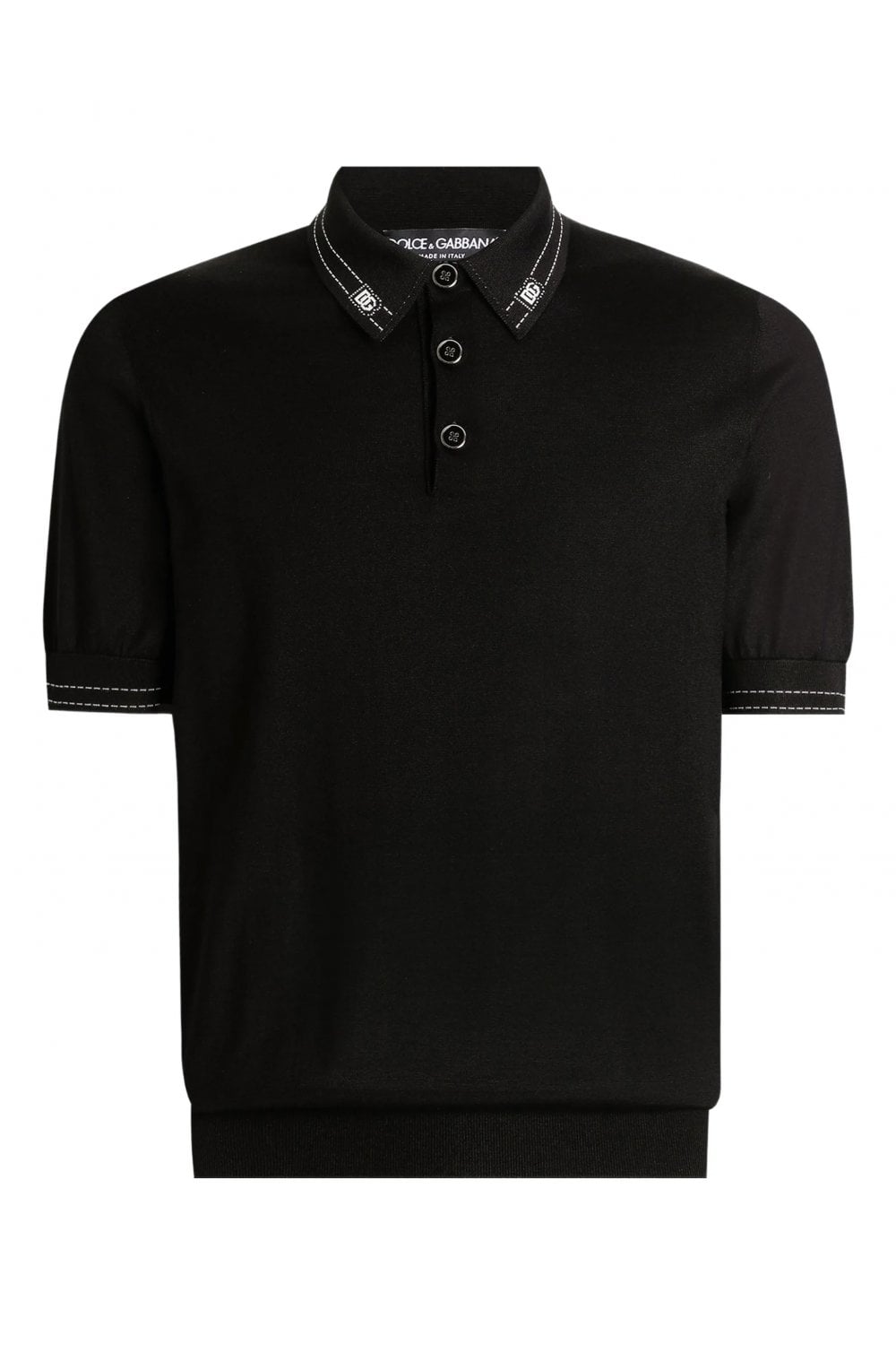 DOLCE & GABBANA COLLAR DETAIL KNITTED POLO Size: 52, colour: BLACK