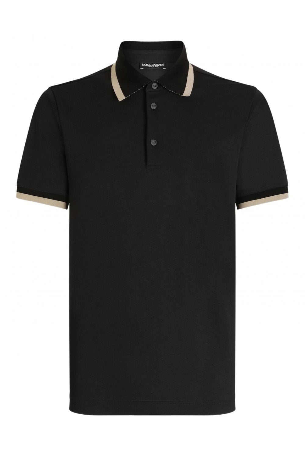 DOLCE & GABBANA CONTRAST TRIM SS POLO Size: 52, colour: BLACK