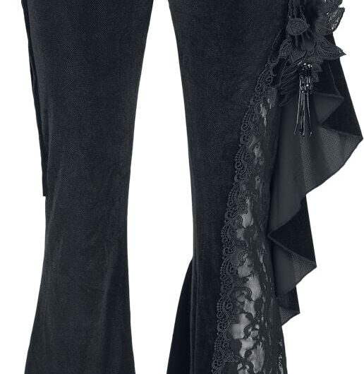Devil Fashion - Gothic Cloth Trousers - EVA LADY Patterned Asymmetrical Flared Trousers - XS to 3XL - for Women - black