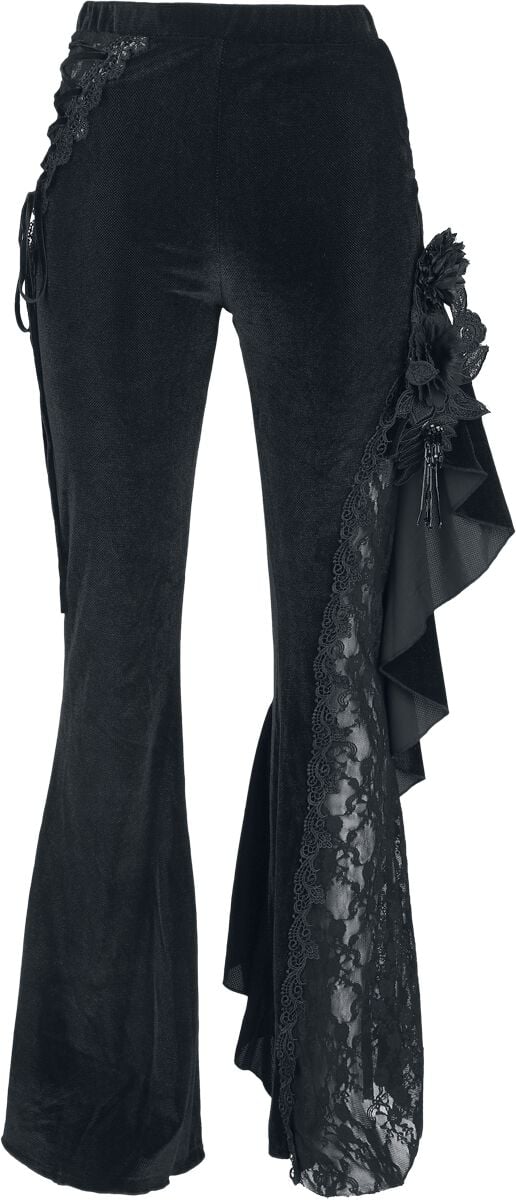 Devil Fashion - Gothic Cloth Trousers - EVA LADY Patterned Asymmetrical Flared Trousers - XS to 3XL - for Women - black