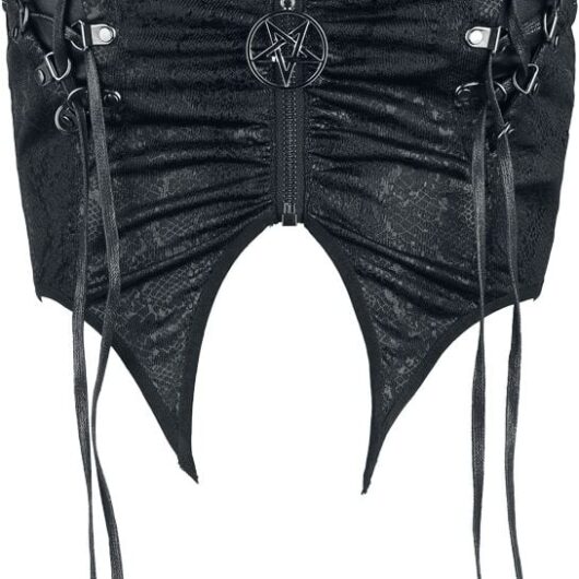 Devil Fashion - Gothic Top - Coated Patterned Artificial Leather Camisole Vest - XS to 3XL - for Women - black