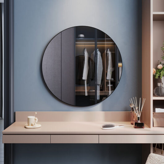 Elegant - Modern Freestanding Mirrors Aluminum Frame, Wall-Mounted Round Dressing Mirror, Easy to Install, Suitable for Various Home Styles, 800 x