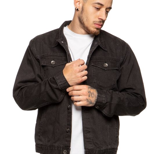 Mens Enzo Denim Designer Jacket - Black | Enzo Designer Menswear - Black / S