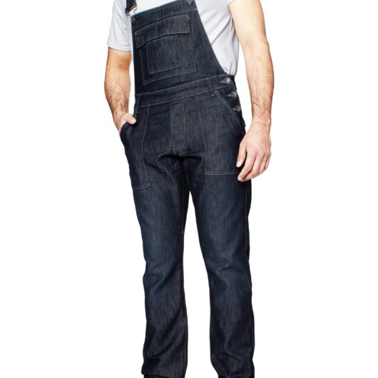 Mens Fashionable Denim Overall Dungarees | Enzo Designer Menswear - Dark Stonewash / 30"