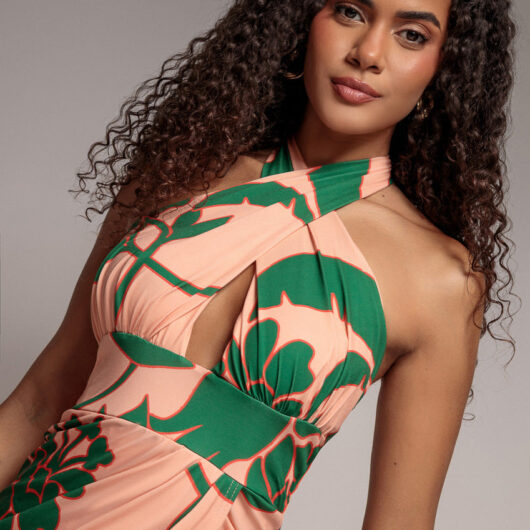 Printed Crossover Midi - Green by Goddiva