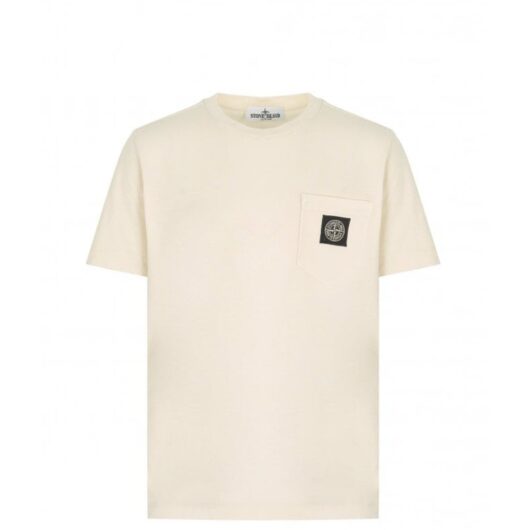 STONE ISLAND JUNIOR KIDS POCKET T SHIRT Size: 12Y, colour: BEIGE