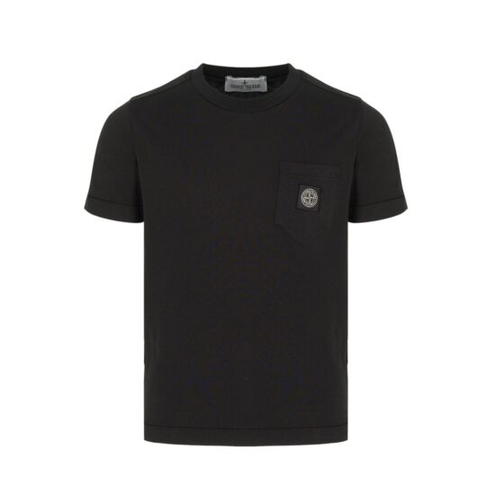 STONE ISLAND JUNIOR KIDS POCKET T SHIRT Size: 14Y, colour: BLACK