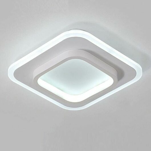 White Square Light Fixture Easy Fashion Nordic Style led Ceiling Light for Balcony Kitchen Ceiling Light Fixture Warm Light 20W (Cold White Light)