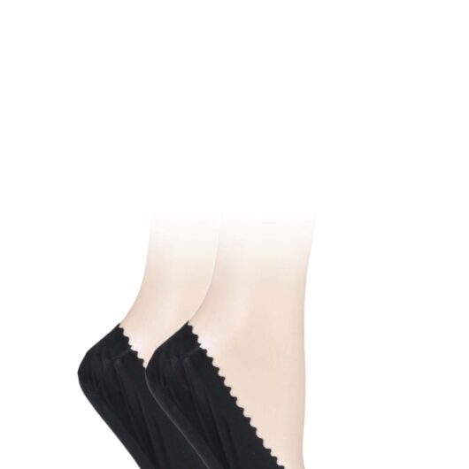 Women's 2 Pair Elle Scallop Edge Shoe Liners Black 4-8 Ladies
